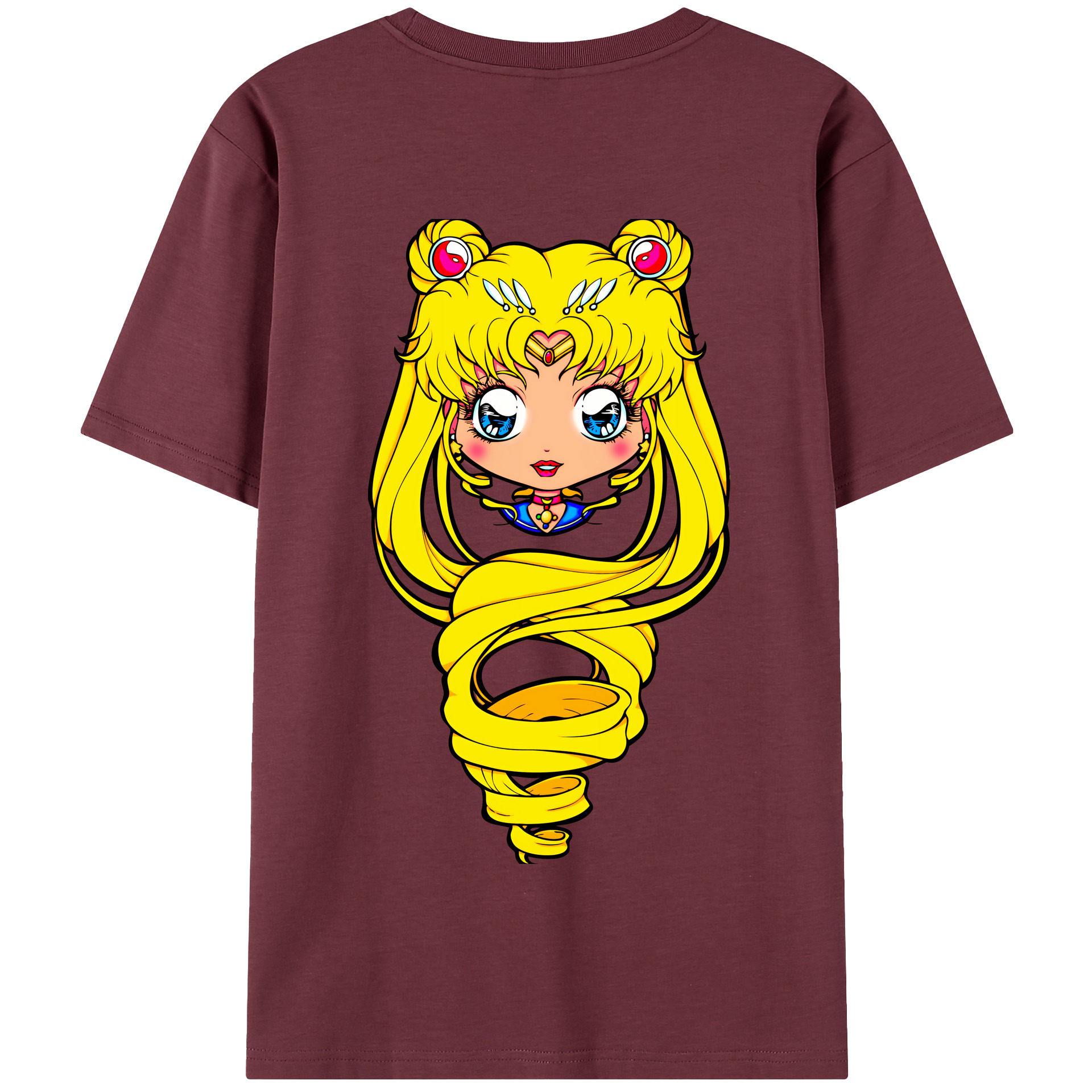 （画像用） 美少女戦士セーラームーン 月野 うさぎ つきの うさぎ Sailor Moon Tsukino Usagi 綿100％半袖Tシャツ（背面プリント）